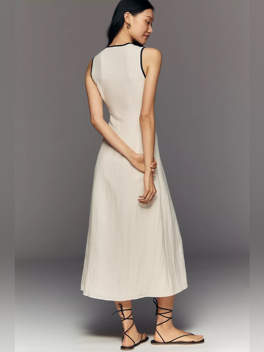NWT Anthropologie Mare Mare Linen Asymmetric Button Midi Dress - Picture 3 of 6